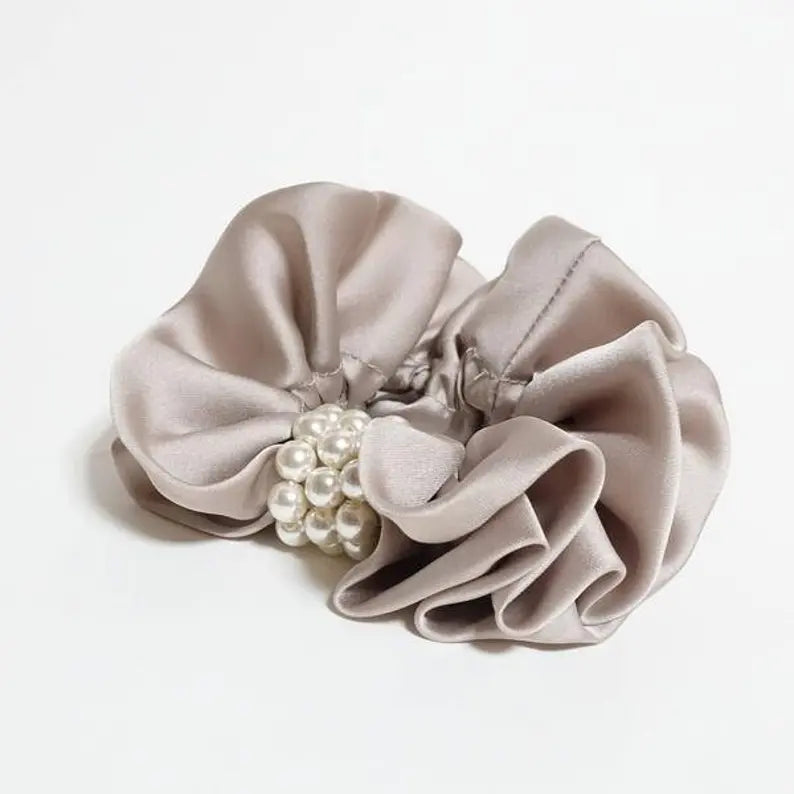 Satin Scrunchie with Pearls