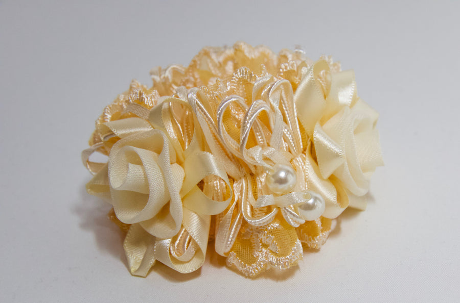 Lace Floral Pearl Scrunchie