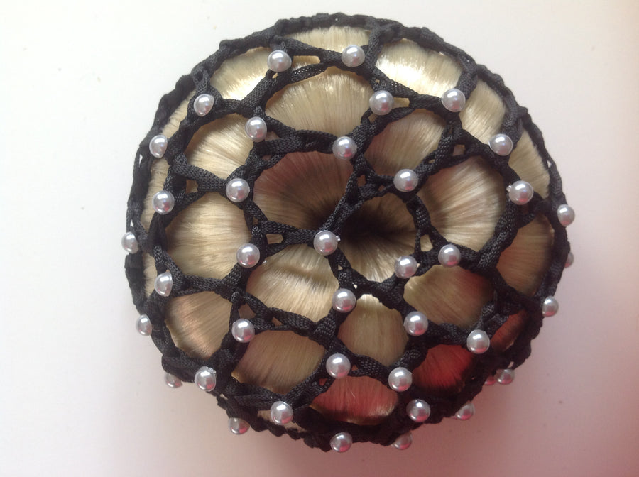 Thick Black Bun Nets; Plain, Swarovski Crystals and Pearls