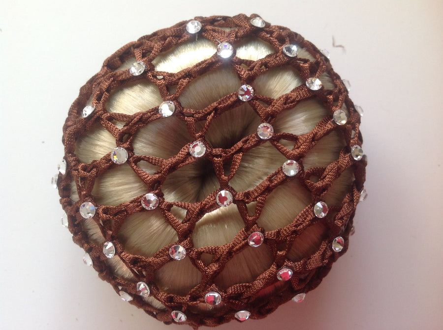 Thick Brown Bun Nets; Plain, Swarovski Crystals and Pearls