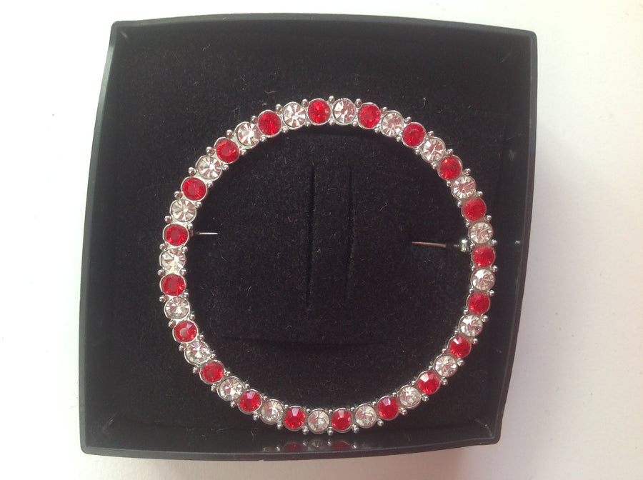 Red and Clear Crystal Circle Stock Pin