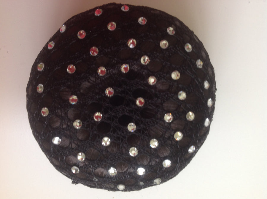 Fine Black Lace bun nets plain, swarovski Crystals and Pearls