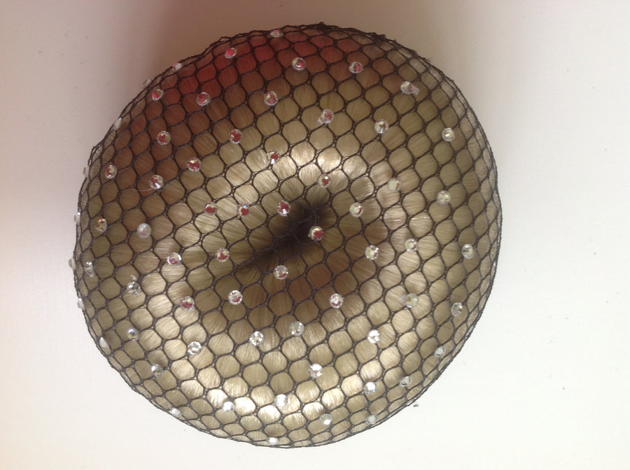 Fine Black mesh bun nets plain, swarovski Crystals and Pearls