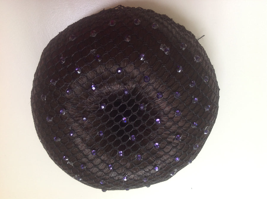 Fine Black mesh bun nets plain, swarovski Crystals and Pearls