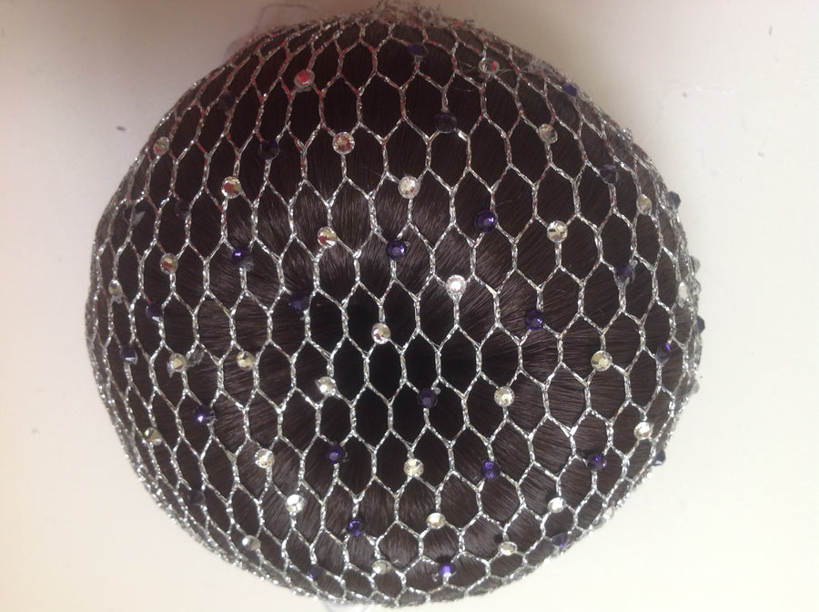 Fine Silver mesh bun nets plain, swarovski Crystals and Pearls