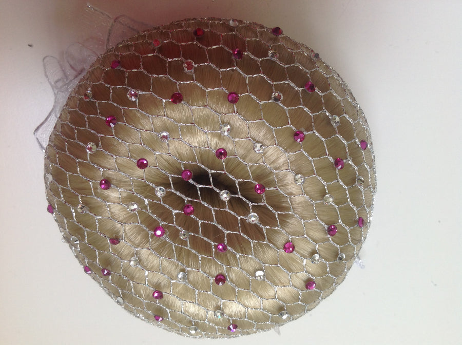 Fine Silver mesh bun nets plain, swarovski Crystals and Pearls