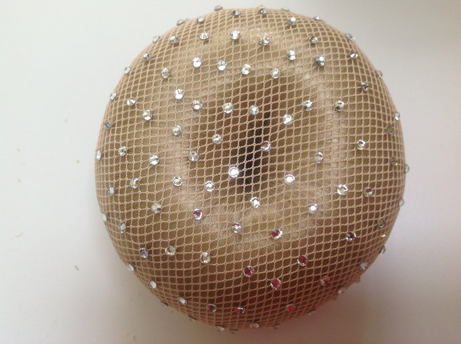 Fine Blonde mesh bun nets plain, swarovski Crystals and Pearls